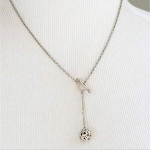 Silpada Simple Delight Sterling Silver Filigree Ball Lariat Chain Necklace N1619